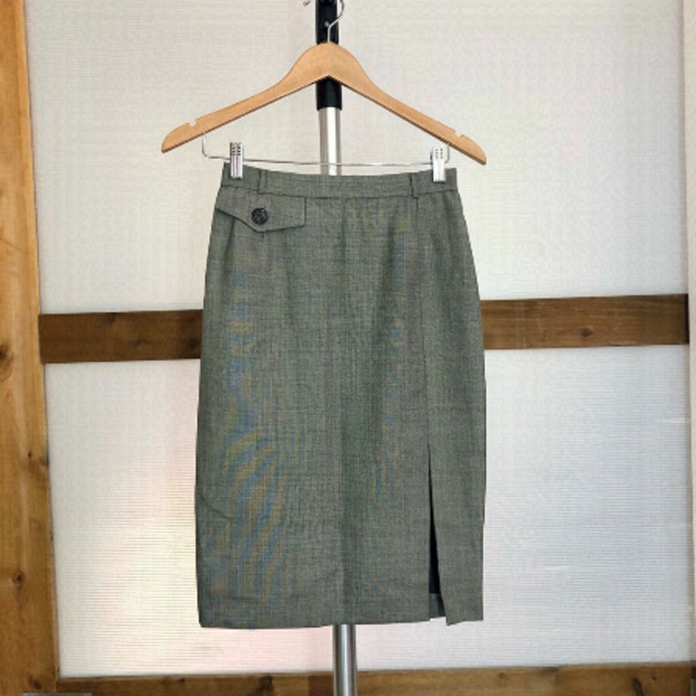 HOLT RENFREW Wool Grey Pencil‎ Suit Skirt Vintage  Sz 4